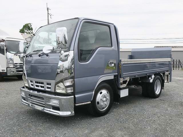 2005 Isuzu Elf, small flatbed, 3-way opening, standard short, vertical PG, full low floor [medium-sized (5t limited) license compatible *old standard license OK]