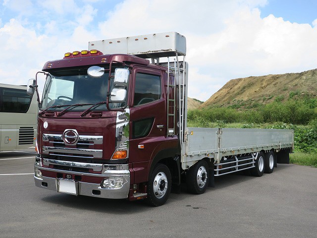 [Vehicle for lease only] 2004 Hino Profia large flatbed aluminum block 5-way opening 4-axle low floor retarder all-wheel air suspension *Actual mileage on meter: approx. 420,000 km*
