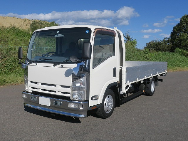 2014 Isuzu Elf 2t flatbed body, aluminum block, 3-way opening, wide long, low floor, 150 horsepower [medium-sized (5t only) license compatible *Old standard license OK]