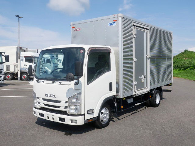 [Vehicles for lease only] Reiwa 1 model Isuzu Elf 2t aluminum van, standard long, cargo bed height 215cm, left sliding door, full low floor, 2 pedals, 2-stage lashing rail, 150 horsepower [Semi-medium-sized (5t only) license compatible *Old standard license OK]