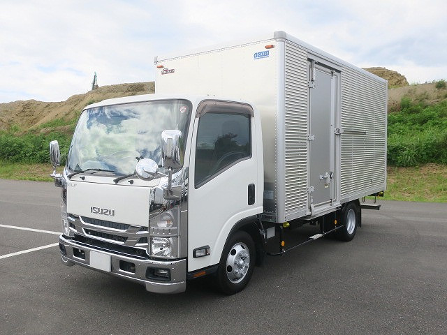 Reiwa 1 model Isuzu Elf 2t aluminum van wide long cargo bed height 215cm left sliding door full low floor lashing rail 2-stage 150 horsepower [medium-sized license compatible *excluding 5t limited]