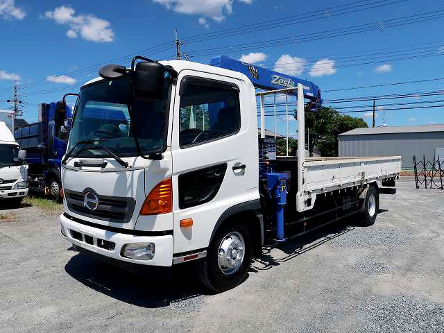 [Vehicle for lease only] 2012 Hino Ranger flatbed truck with medium-sized crane, 5400 standard, Tadano 4-stage boom, radio-controlled 