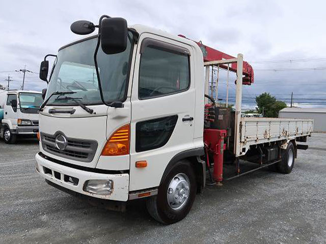 [Vehicles for lease only] 2013 Hino Ranger flatbed truck with medium-sized crane, Furukawa Unic 4-stage boom, radio-controlled hook-in 