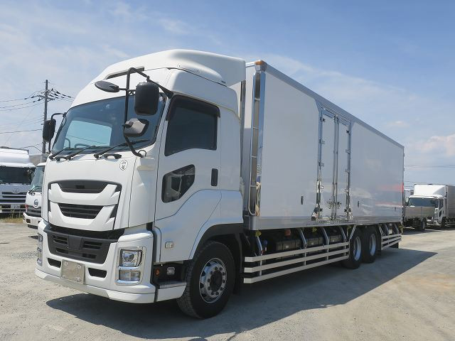 Reiwa 1 model Isuzu Giga large refrigerated van, high floor 3 axle, made by Mitsubishi Heavy Industries, -35 degree setting, left side double door, high roof, retarder, standby, sub-engine, cooling curtain, Keystone, jolder 4 rows, ★Vehicle inspection valid until June 2025★