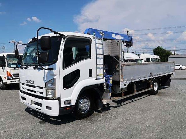 2010 Isuzu Forward, medium-sized crane-equipped flatbed aluminum block, 5600 wide, Tadano 3-stage hook-in, radio-controlled