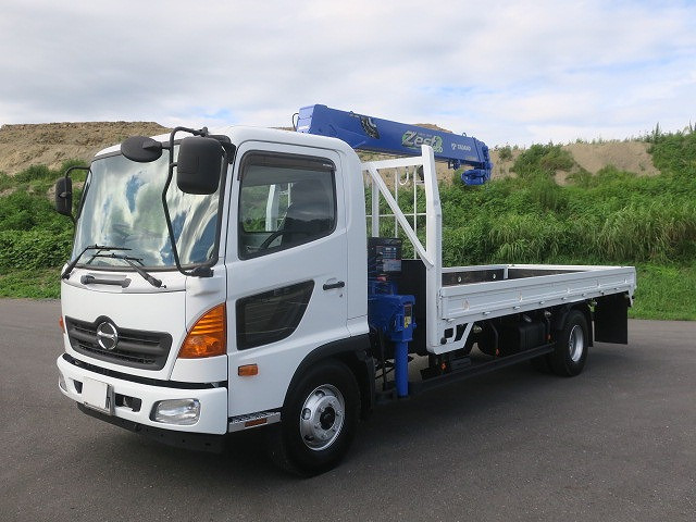 [Vehicle for lease only] 2013 Hino Ranger flatbed truck with medium-sized crane, Tadano 3-stage, radio-controlled, hook-in 