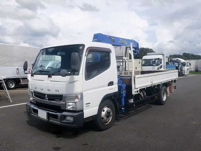 [Vehicles for lease only] 2012 Mitsubishi Fuso Canter, flatbed with small crane, wide and extra long, 3.8t load, Tadano 4-stage boom, 2.63t lifting capacity 