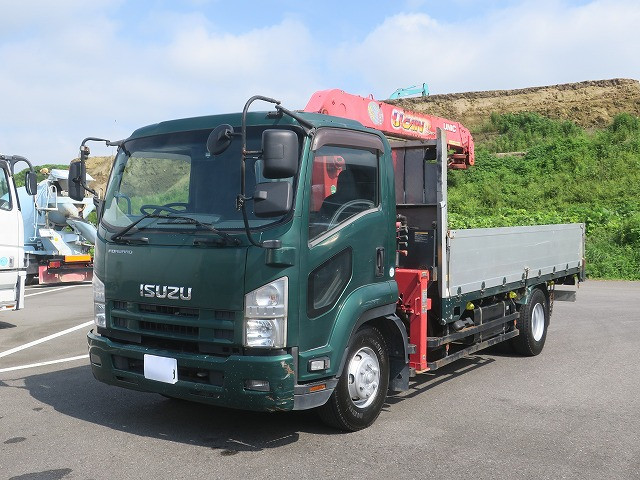 [Vehicles for lease only] 2016 Isuzu Forward, flatbed with medium-sized crane, aluminum block, 4-speed UNIC, 240 horsepower 