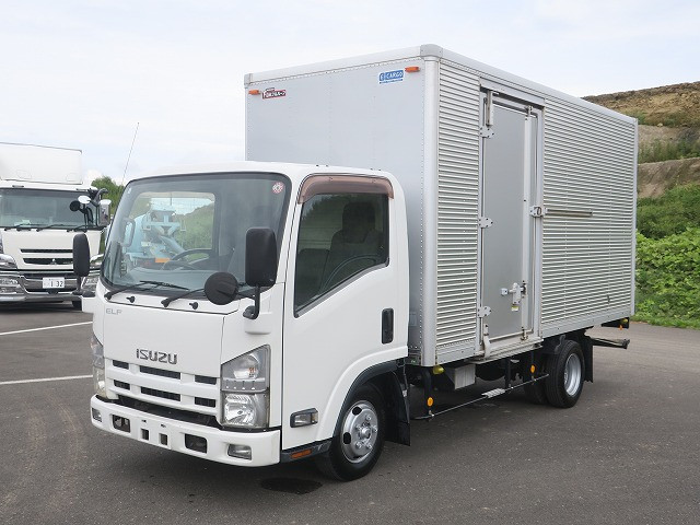 2014 Isuzu Elf 2t aluminum van, standard long, cargo bed height 215cm, left sliding door, full low floor, 2-stage lashing rail, 150 horsepower [Semi-medium-sized (5t only) license compatible *Old standard license OK]