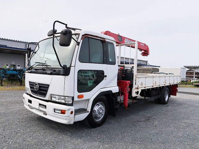 [Vehicles for lease only] 2011 UD Trucks Condor, flatbed with medium-sized crane, Unic 4-speed, hook-in, radio-controlled 