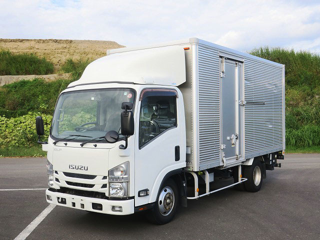 2015 Isuzu Elf 2t aluminum van, wide and long, interior height 204cm, left sliding door, combination gate, full low floor, 4-stage lashing rail, 150 horsepower [medium-sized license required *excluding 5t limited]