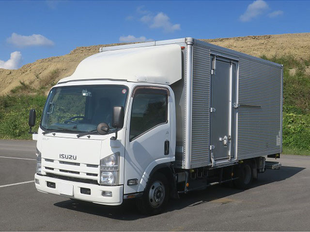 2014 Isuzu Elf 2t Aluminum Van Wide Long Cargo Bed Height 216cm Storage PG Left Sliding Door Fully Low Floor Lashing Rail 2 Tier 150 Horsepower [Semi-Medium License Compatible *Excluding 5t Limited] ★Vehicle Inspection Valid until December 2014★