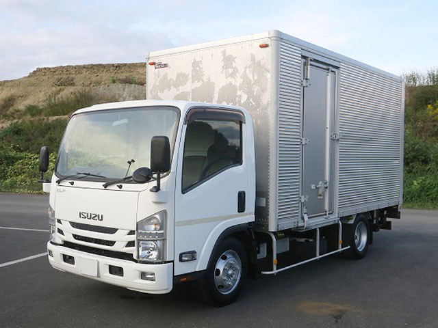 [Vehicles exclusively for lease] 2015 Isuzu Elf small aluminum van, loading capacity 2.95t, wide and long, interior height 218cm, combination gate, left sliding door, lashing rail 2-stage, 150 horsepower [Semi-medium-sized license compatible *Excluding 5t limited]