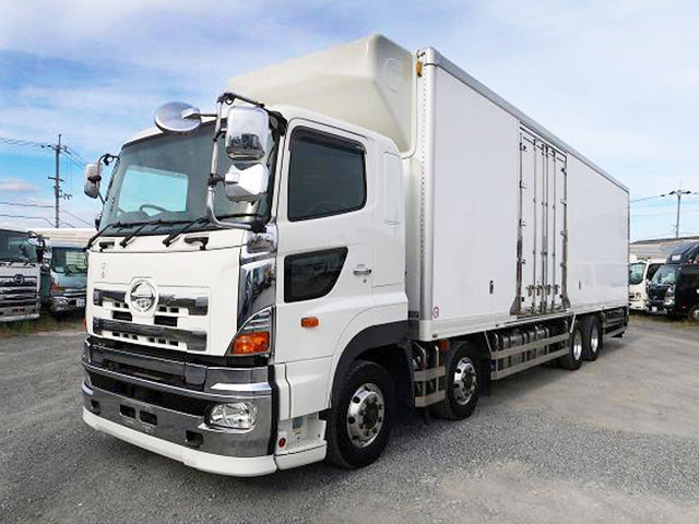 2016 Hino Profia Large Refrigerated Van 4-axle low floor, made by Mitsubishi Heavy Industries, -30 degree setting, left side double door, standby, Keystone, Jolder 4-row, aluminum wheels