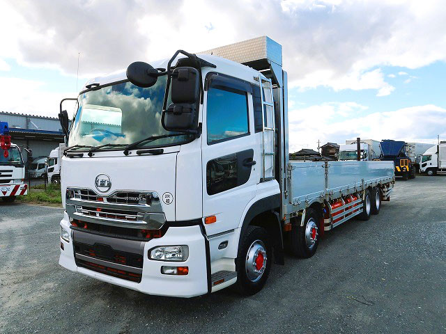 2017 UD Trucks Quon Large flatbed aluminum block 5-way opening 9500 body 4-axle low floor ★Actual mileage on meter: approx. 650,000 km/Vehicle inspection valid until April 2015★