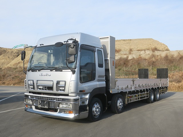 2008 Isuzu Giga Large Safety Loader 4-Axle Low Bed Fujita Radio Control Winch Automatic Walking Board All Wheel Air Suspension High Roof