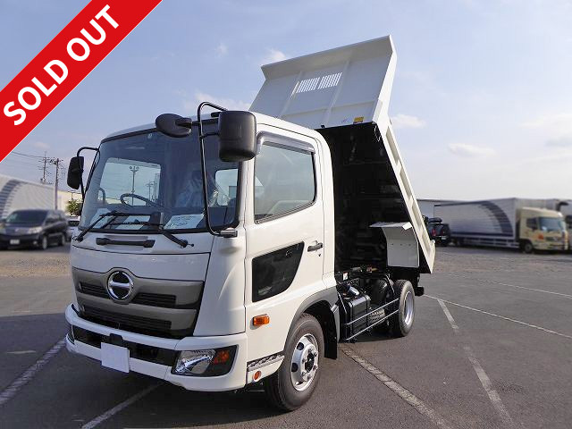 2018 model, new Hino Ranger medium-sized dump truck, manufactured by Kyokuto Kaihatsu, one-way opening, bedless, with manual cobo lane, with dealer inspection record book