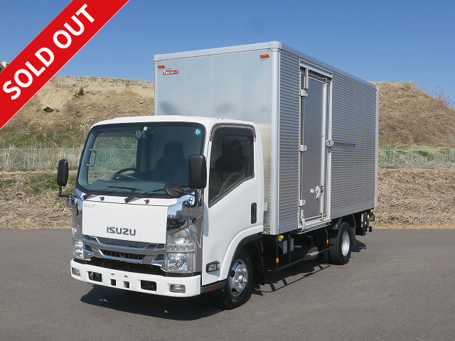 2018 Isuzu Elf small aluminum van, 1.6t load capacity, standard long, 219cm cargo bed height, left sliding door, combination gate, full low floor, 150hp, 2-stage lashing rail [Semi-medium-sized (5t only) license compatible *Old standard license OK]