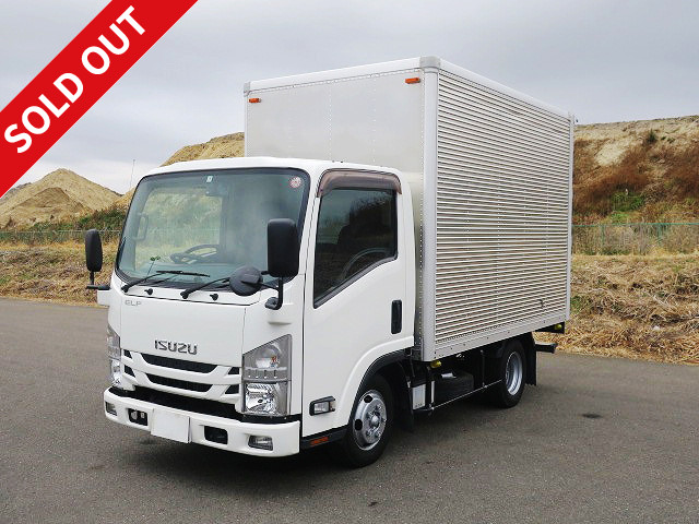 2018 Isuzu Elf 2t aluminum van, standard short, cargo bed height 212cm, full low floor, 2-stage lashing rail, 150 horsepower, ★MOT valid until April 2024★ [Semi-medium-sized (5t only) license compatible *Old standard license OK]