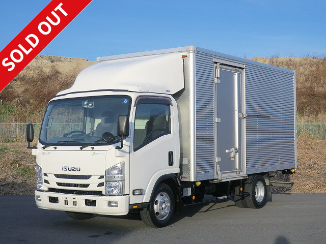 Reiwa 1 model Isuzu Elf 2t aluminum van, wide and long, cargo bed height 215cm, left sliding door, full low floor, 2-stage lashing rail, 150 horsepower [medium-sized license compatible *excluding 5t limited]