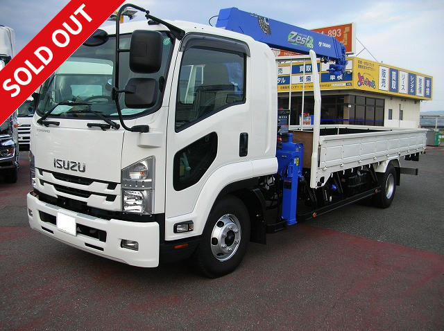 Reiwa 2 model Isuzu Forward Flatbed with medium-sized crane Standard body Tadano 5-stage boom Inner dimension 5500mm 2.93 lifting Hook-in and radio control included 