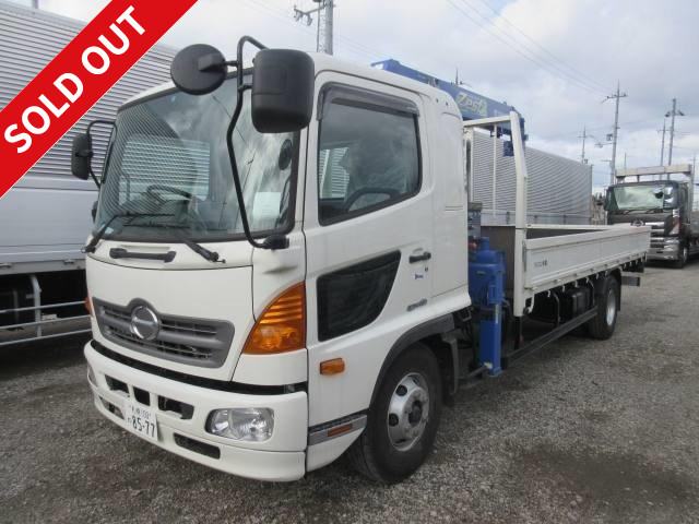 2015 Hino Ranger, medium-sized crane, flatbed, Tadano 4-stage, radio-controlled hook-in