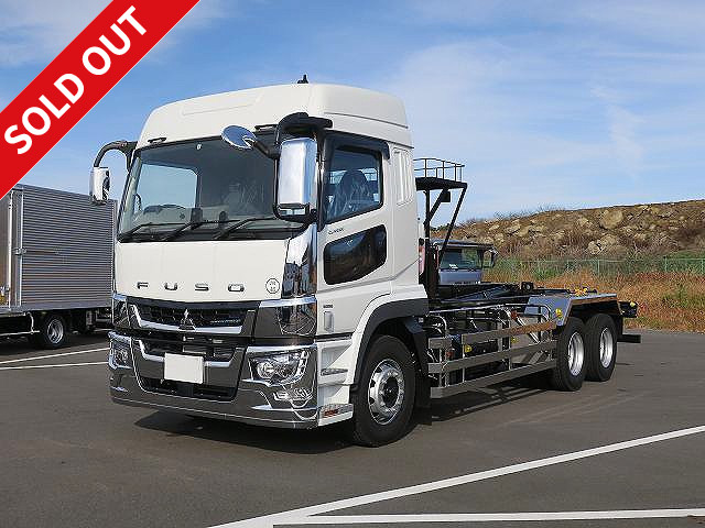 Reiwa 3 model Mitsubishi Fuso Super Great large arm roll 22t vehicle Shinmaywa Kogyo twin hoist 2 differentials 10.7t load capacity high roof remote control 394 horsepower aluminum wheels *Unused vehicle/MOT valid until September 2022*