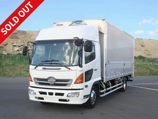 2005 Hino Ranger, medium-sized aluminum wing, 6200 body, semi-wide combination gate, rear air suspension, high roof, aluminum wheels, 240 horsepower, bed included