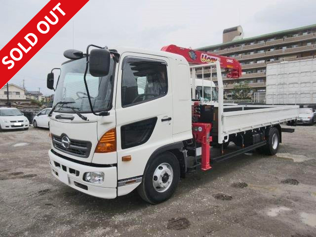 2016 Hino Ranger with 4t crane, 4-stage UNIC, 2.93 ton lift, hook-in, radio-controlled model available for lease!