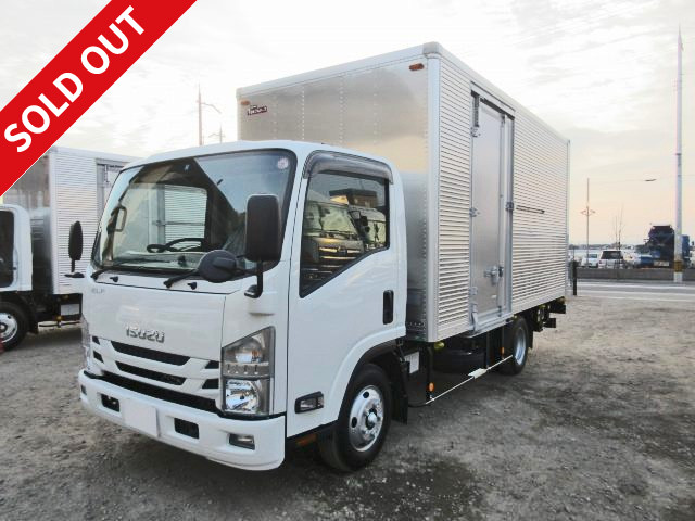 2017 Isuzu Elf small aluminum van, wide and long, 2t capacity, with combination gate, left side door