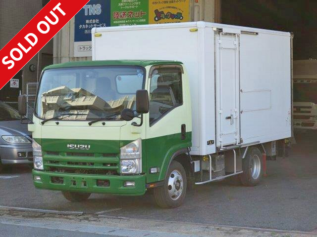 2011 Isuzu Elf 2t aluminum van with lift-up PG, sliding left side door, backup camera, stainless steel floor, AIS evaluation certificate included! 