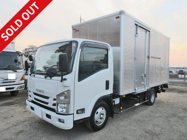 2017 Isuzu Elf small aluminum van, wide and long, 3t capacity, left side door, combination gate