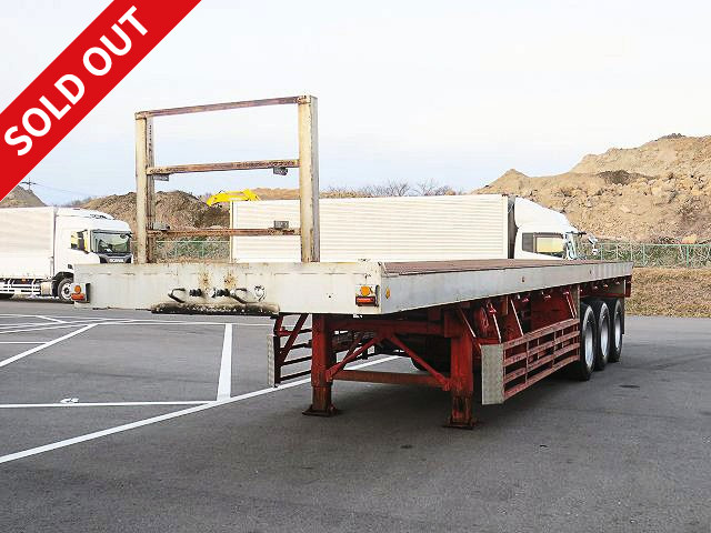 1992 Tokyu 3-axle cutting board trailer, load capacity 27t, 21 pairs of stanchion holes, steel checkered floor