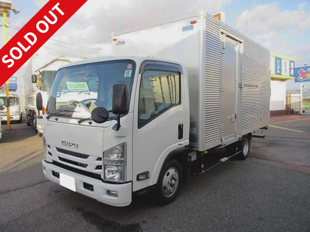 2016 Isuzu Elf small aluminum van, wide and long, low floor, 2t load capacity, left side door, back-up camera and ETC included