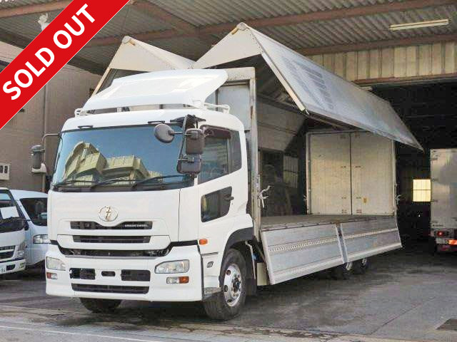 2006 Nissan UD Quon, high-floor, two rear axles, large aluminum wing, body length 9.5m, load capacity 13.4t, rear wheel air suspension 