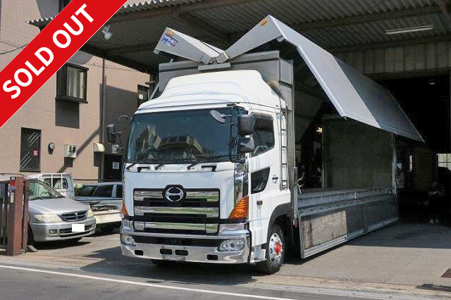 2007 Hino Profia aluminum wing 4-axle low floor Hamana-made motorcycle carrier with 2 levels of loading! With PG, rear wheel air suspension, and vehicle inspection certificate