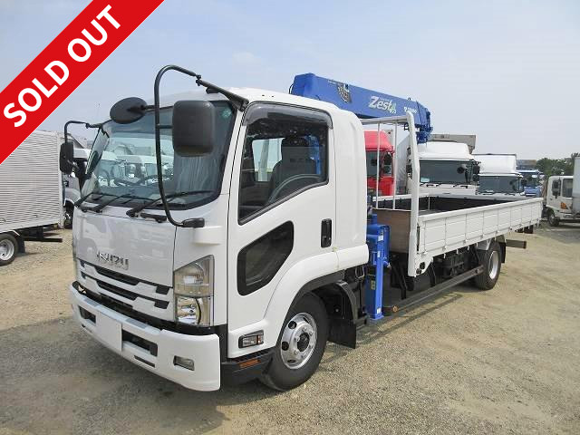 2016 Isuzu Forward with medium-sized crane, wooden flat body, wide width, Tadano 5-stage, 2.93t lifting, hook-in, radio-controlled car available for lease!