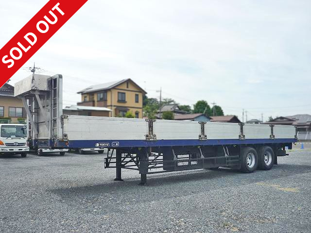 1990 model, Tokyu aluminum block flat trailer with sidegate, 19.2t load capacity, 12 pairs of hooks 