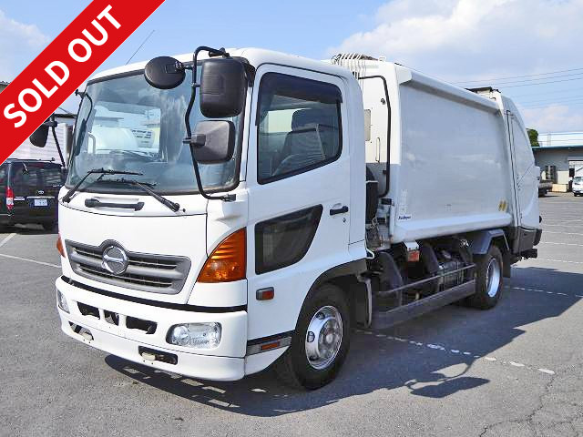 2007 model Hino Ranger medium-sized packer (garbage truck) Shinmaywa-made press type, capacity 8.6m3, container tipping device, weighing device included