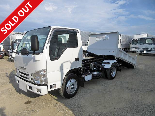 [Lease de Sugu Nori exclusive vehicle] 2017 model Isuzu Elf small loader dump, low floor, 3t load capacity, ShinMaywa made, square bottom, 3-sided opening [Also capable of transporting soil and construction machinery]