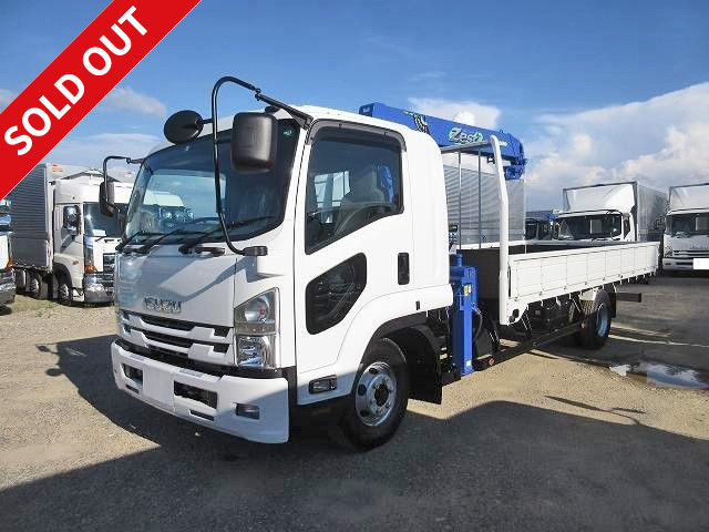 2016 Isuzu Forward, medium-sized crane, wooden flat body, wide, Tadano 4-stage, 2.93t lift, 240 horsepower, hook-in radio control 