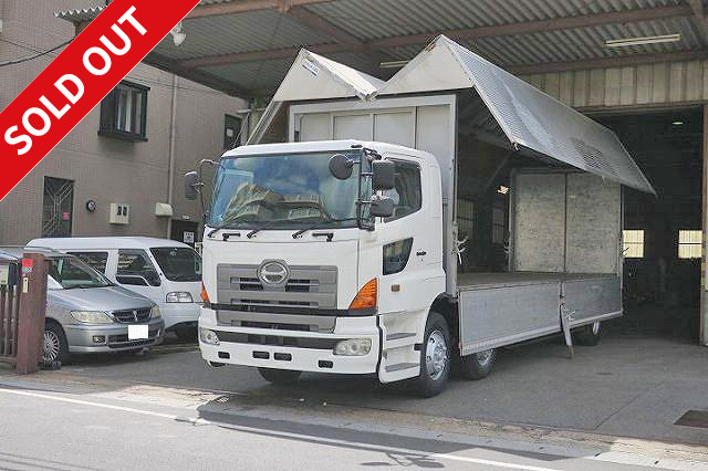 2004 Hino Profia, large aluminum wing, high floor, front two axles, lashing rails, bed included