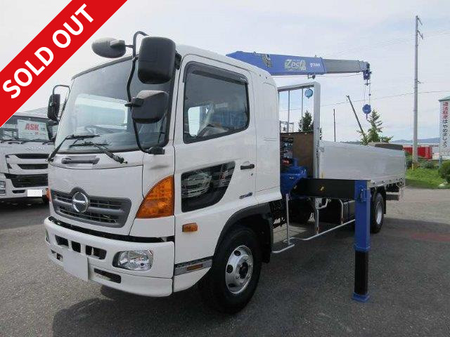 [Lease de Sugu Nori exclusive vehicle] 2017 model Hino Ranger with medium-sized crane, aluminum block, Tadano 4-speed, 240 horsepower, hook-in and radio control