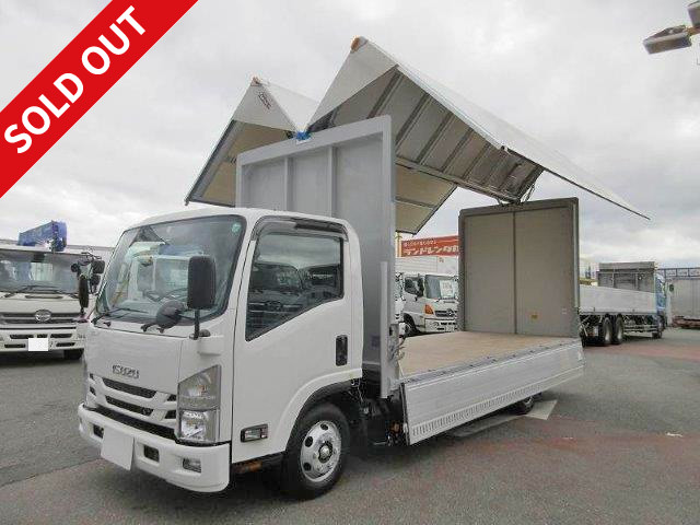 2017 Isuzu Elf small aluminum wing, full low floor, 2t wide and extra long, with rear view camera and ETC