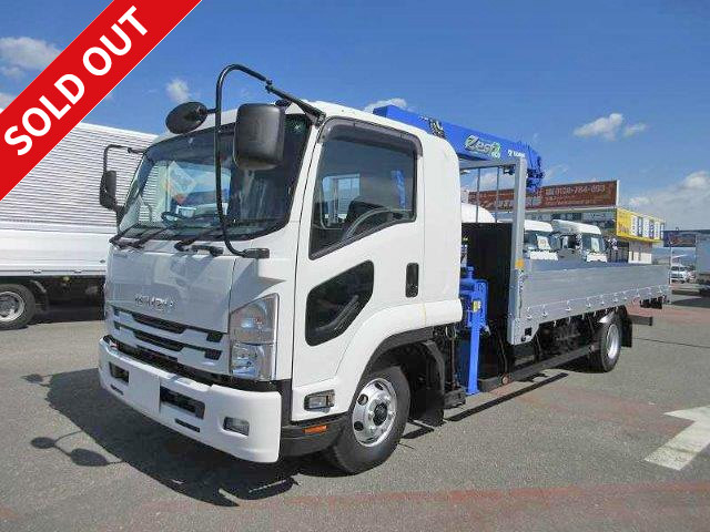 2017 Isuzu Forward, medium-sized flatbed with crane, aluminum block, 3-way opening, wide, Tadano 4-stage, hook-in radio control