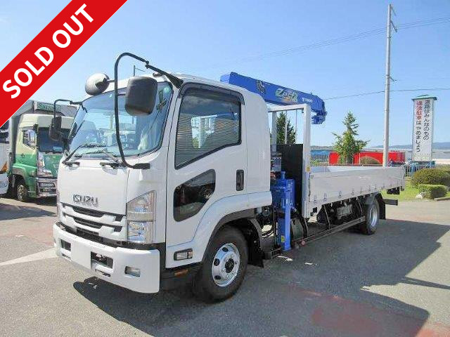 [Lease de Sugu Nori exclusive] 2017 Isuzu Forward with medium-sized crane, aluminum block, 3-way opening, standard width, Tadano 4-stage, hook-in, radio-controlled