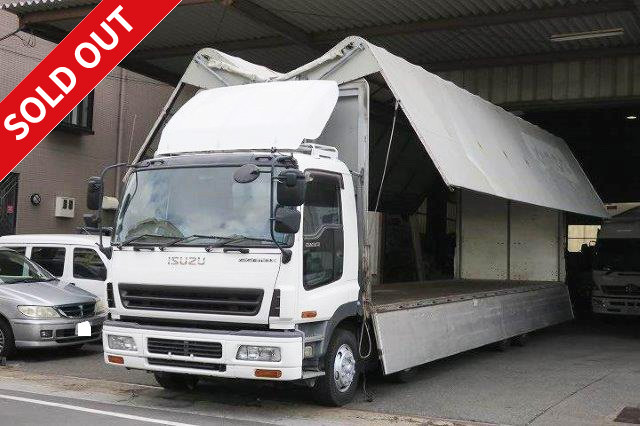 2004 Isuzu Giga, large convertible top wing, low-floor 4-axle, rear air suspension, 2-differential, top-quality Hamana Works 10m body