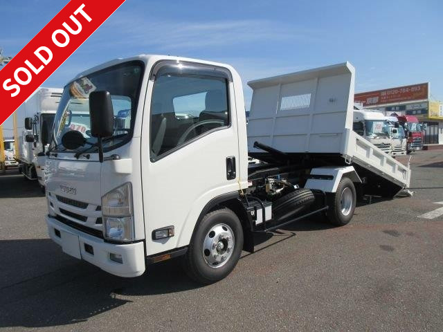 2017 Isuzu Elf Small Loader Dump Truck, High Bed, Wide, ShinMaywa, Square Bottom, 3-Side Opening [Also Suitable for Transporting Soil and Construction Machinery]