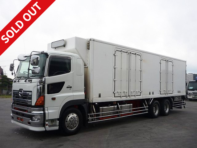 2009 Hino Profia large refrigerated van with high floor and two rear axles, manufactured by Ryohin Heavy Industries, -30 degree setting, rear air suspension, doors on both sides, keystone floor