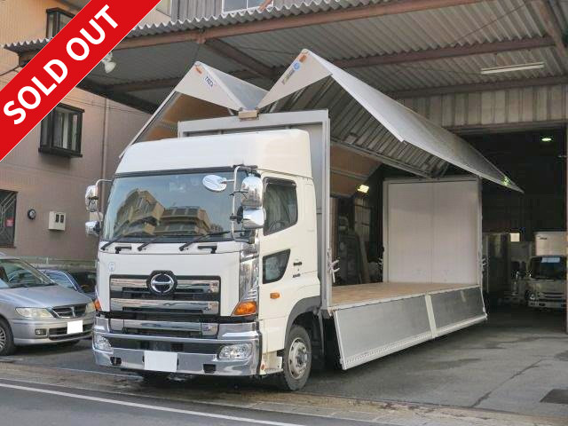 2016 Hino Profia, large aluminum wing, 4-axle low floor, high roof, rear air suspension, back-eye camera, maintenance inspection record book included